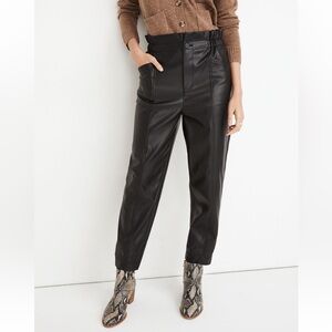Madewell Black‎ Vegan Leather Pull-On Paperbag Pants